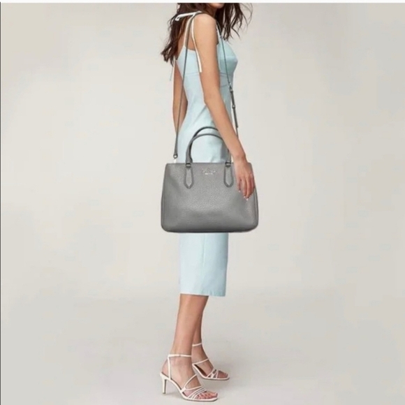 Kate Spade Mulberry Street Leighann Light Blue Leather Tote    14”x10” - Picture 1 of 17